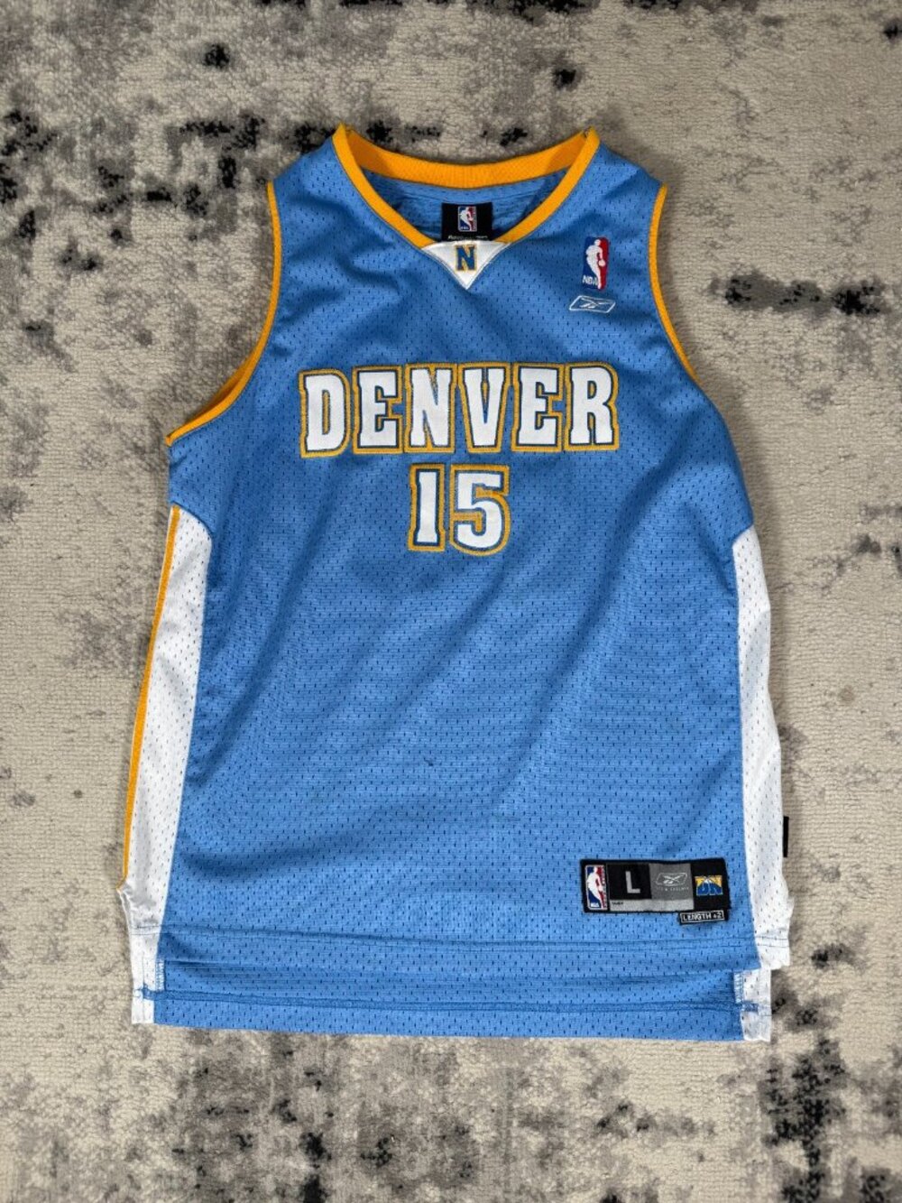 NBA Reebok Denver Nuggets Carmelo Anthony #15 Youth Size Basketball Jersey